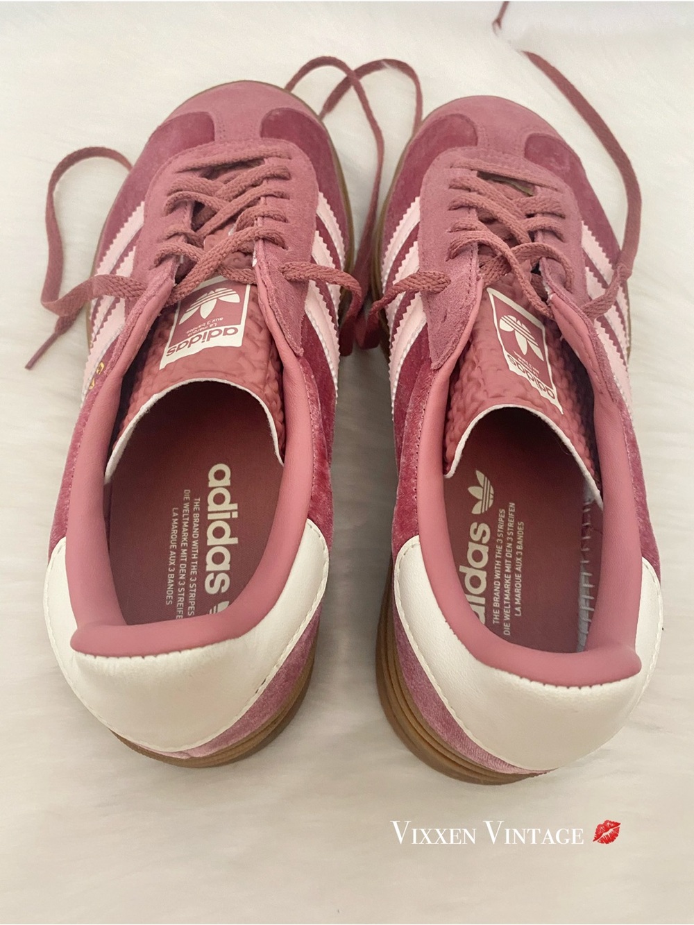 ADIDAS TIERED PLATFORM 'WOMEN'S GAZELLE BOLD VELVET SNEAKERS' IN SANDY PINK - Picture 8 of 10